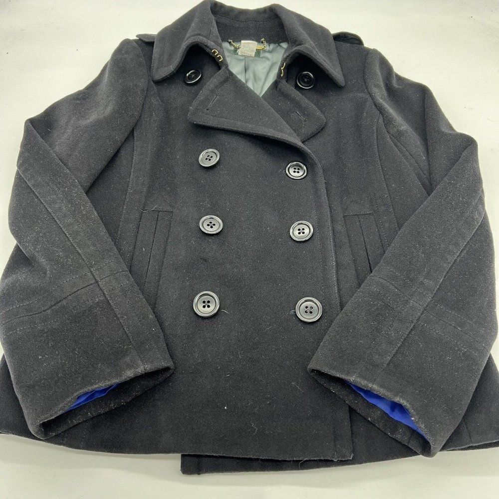 J Crew Double Button 100% WoolâJacket Womens Size M Collar Pockets Pea Coat
